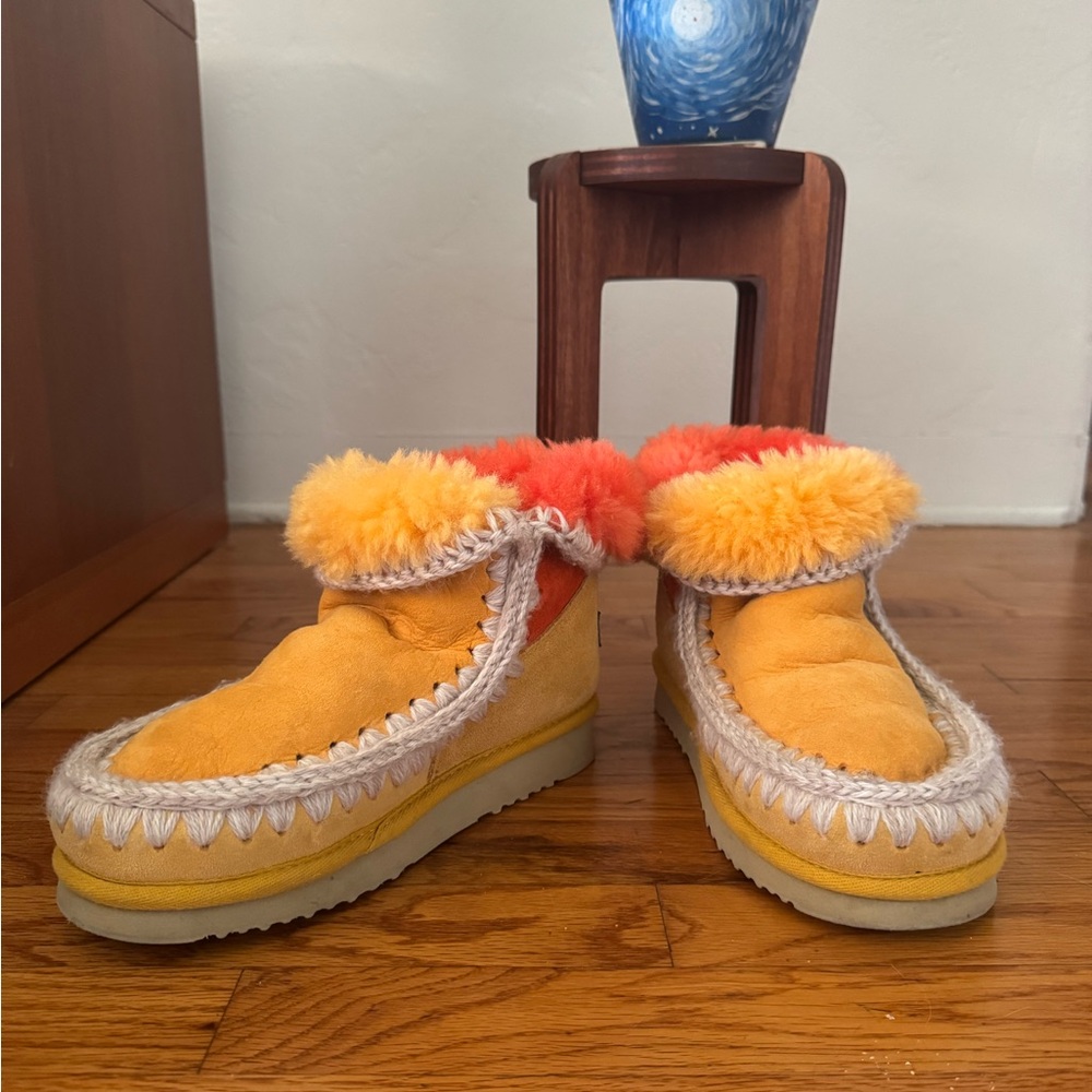 Yellow and Orange MOU Slipper Boots